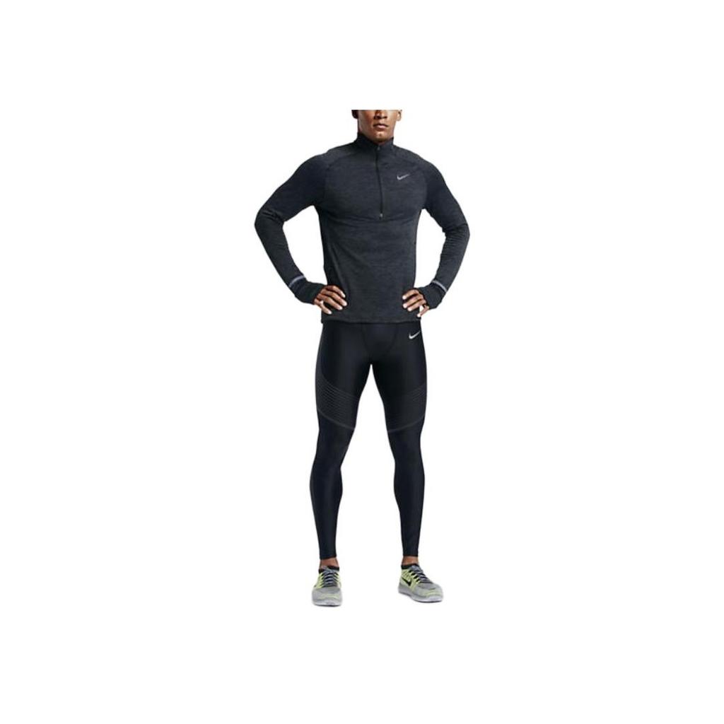 Nike Повседневная спортивная футболка с воротником-стойкой и длинным рукавом для мужчин, цвет черный серый 683907-011