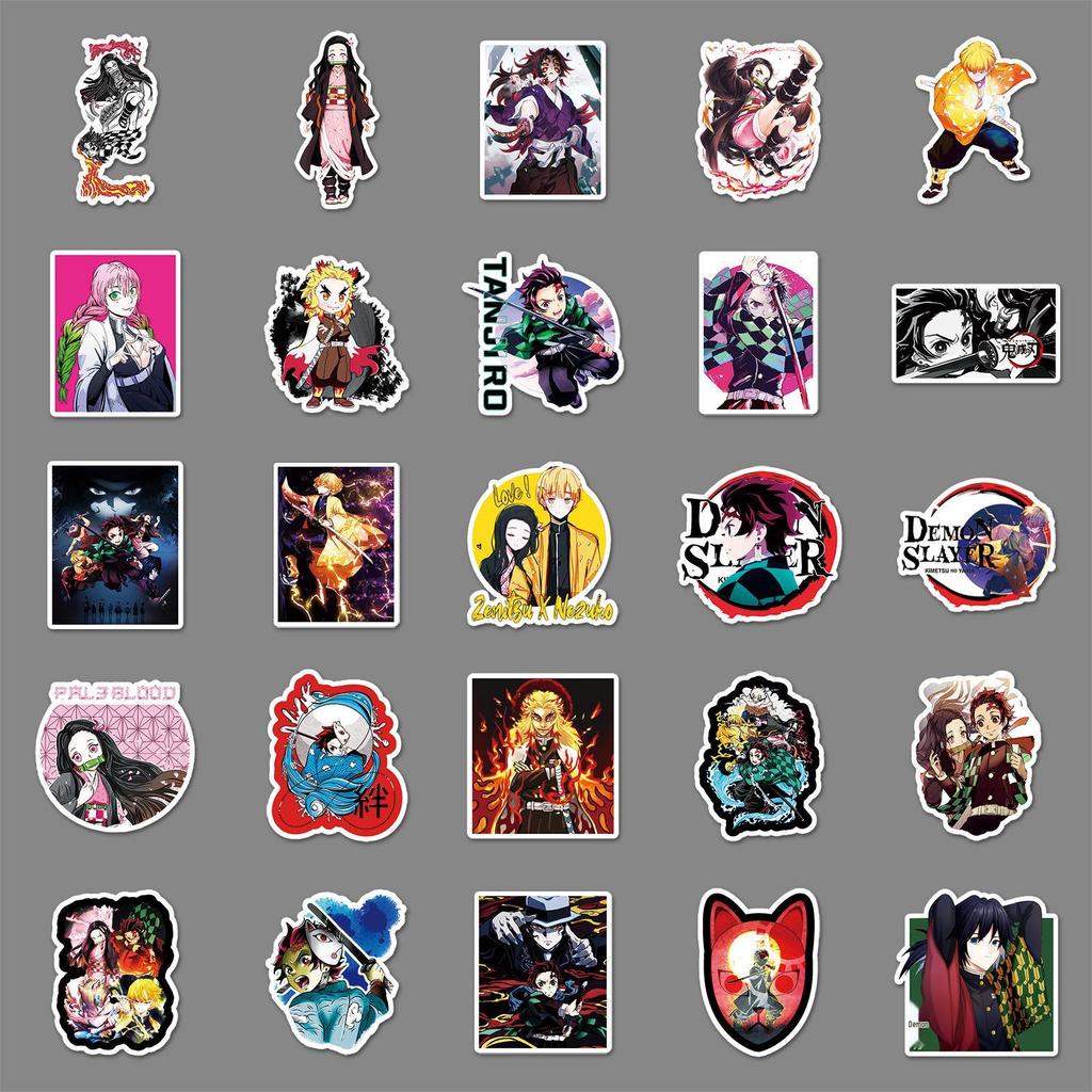 Набор из 50 аниме-стикеров «Клинок, рассекающий демонов» для украшения чемодана, ноутбука, автомобиля, холодильника и телефона.