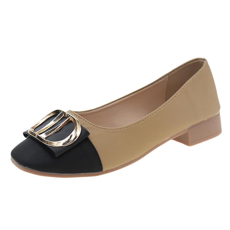 Одиночные туфли женские на низком каблуке, сочетающиеся по цвету, весенне-осенние новые туфли с открытым верхом, французским квадратным носком и низким каблуком, женские туфли, нежные туфли на четыре сезона