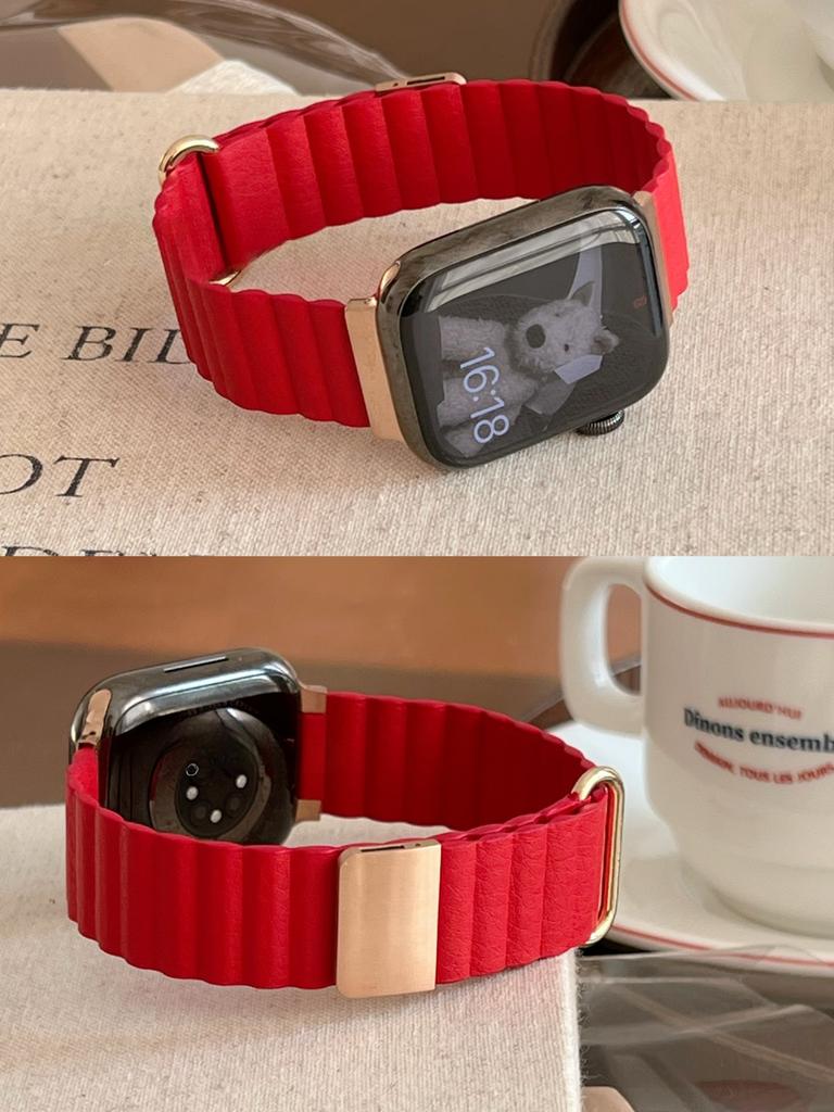 Магнитный кожаный ремешок для Apple Watch 44 45 49 мм 40 41 мм 42 38 мм 46 мм Металлический ремешок из нержавеющей стали для iwatch 8 7 SE 6 5 4 3 2 S10