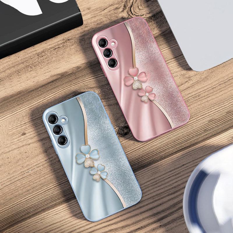 Роскошный Четырехлистник Для Samsung Galaxy A14 4G 20 30 52 20S 21S 22 A32 33 34 42 50 51 53 54 70 71 72 73 5G Стеклянный Чехол для Телефона