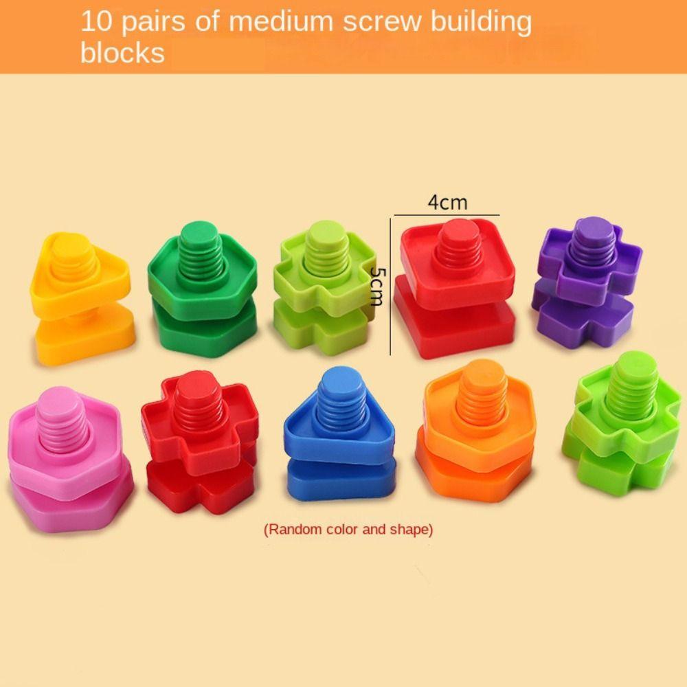 Educational Plastic Insert Blocks Montessori Nut Shape Toys Screw Building Blocks Kids Gift