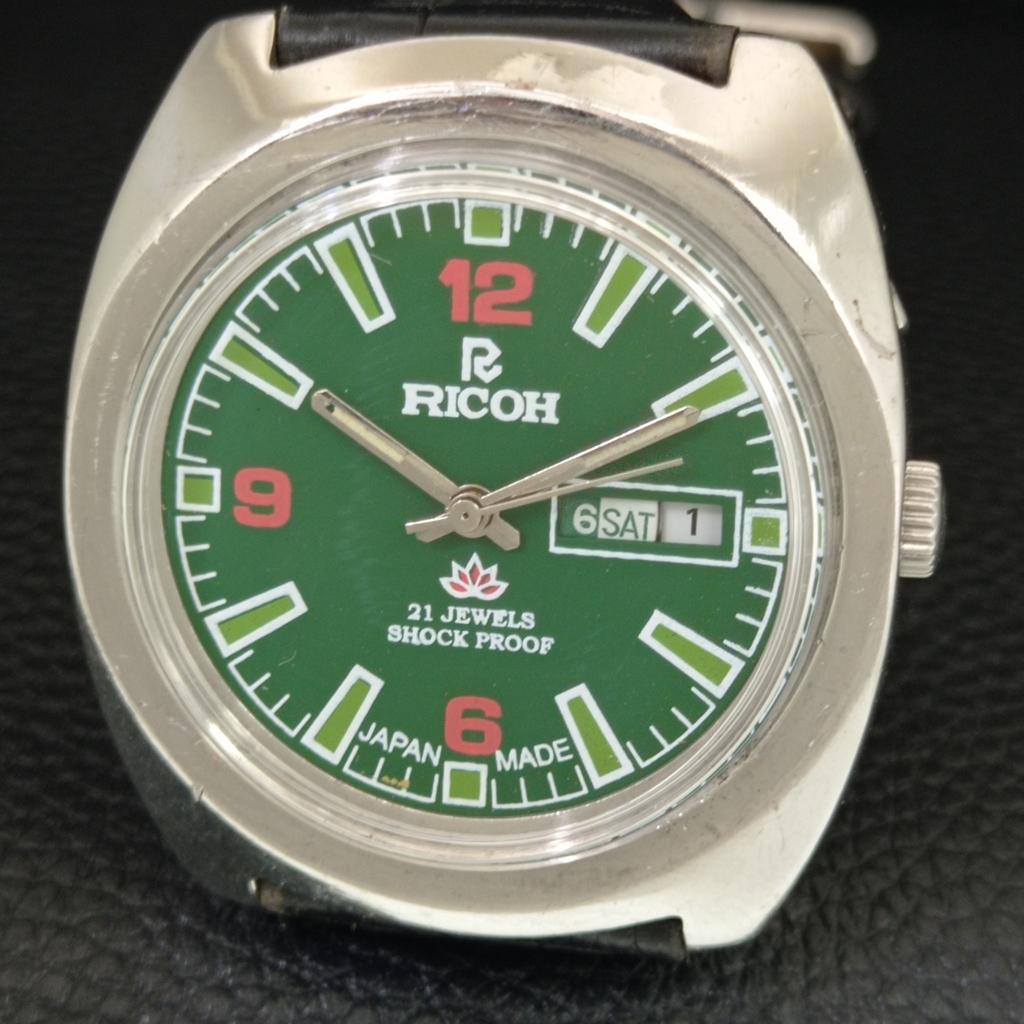 Ricoh R31 АВТОМАТИЧЕСКИЕ ВИНТАЖНЫЕ ЯПОНСКИЕ МУЖСКИЕ ЧАСЫ ЗЕЛЕНОГО ЦВЕТА a707739-1