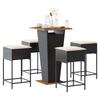 5 Piece Garden Bar Set with Cushions Black Poly Rattan