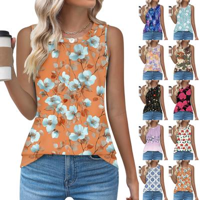 Женский повседневный свободный топ без рукавов с круглым вырезом, футболка, летние майки для женщин, майка-камисоль, базовые топы без рукавов