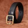 Ремень женский, минималистичный, модный, универсальный, из латуни, с пряжкой, из глянцевой кожи, из натуральной яловой кожи, повседневный джинсовый ремень