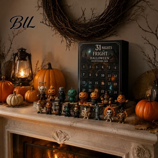 Countdown to Halloween Box Advent Calendar 2026, 31 Nights of Fright with Spooky Mini Figurines, Surprising for Home Desk Decor, Party Favors
