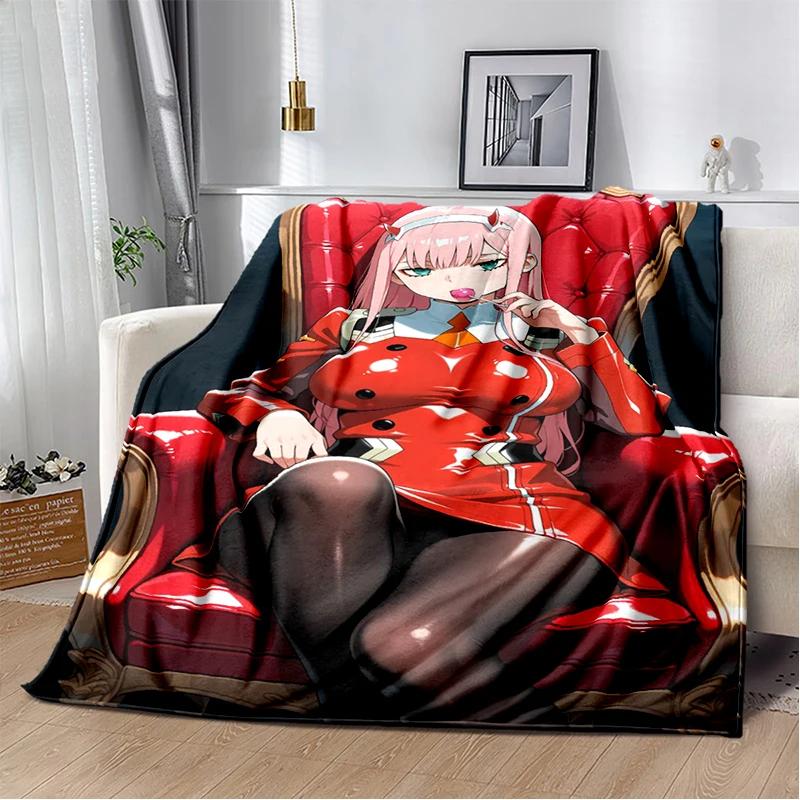 29 Style Cartoon Zero Two 002 Hiro Sexy Girl DARLING in The FRANXX Flannel Blanket,Soft Throw Blanket for Home Bedroom Bed Sofa