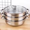 3 Tier Stainless Steel Steamer with Glass Lid Multifunctional Cooking Pot Gas Induction Cooker