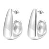 Vintage Gold Plated Chunky Dome Drop Earrings for Women Glossy Stainless Steel Thick Teardrop Earrings Dupes Lightweight Hoops