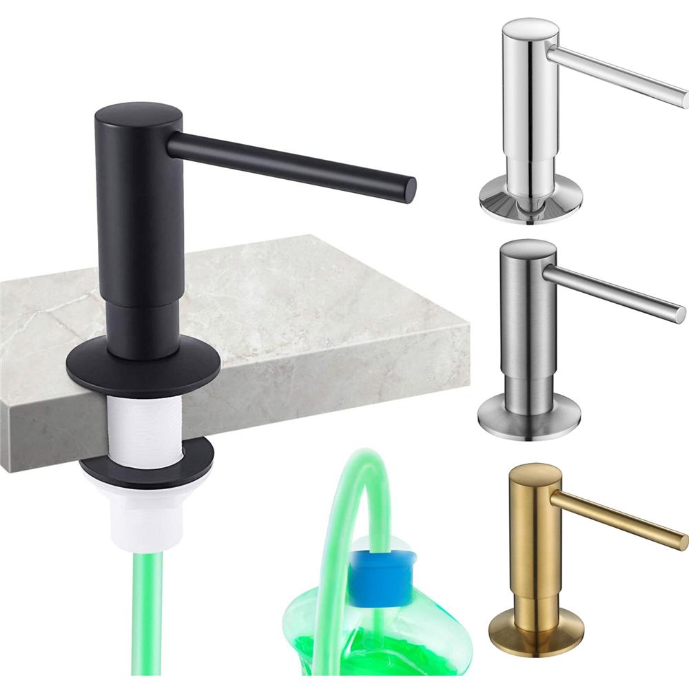 Дозатор жидкого мыла для кухонной раковины, насосная головка, встроенная бутылка для жидкого мыла, ручной пресс, бутылка для моющего средства, черный, золотой