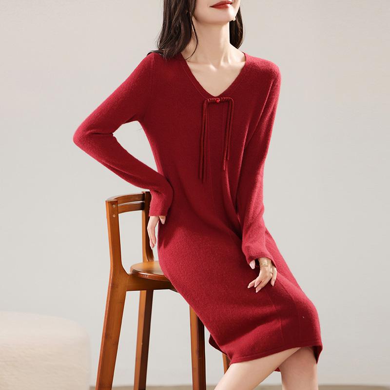 Женское кашемировое платье Qinghe кашемир 30% кашемир 70% шерсть осенне-зимняя кашемировая юбка мягкая и теплая