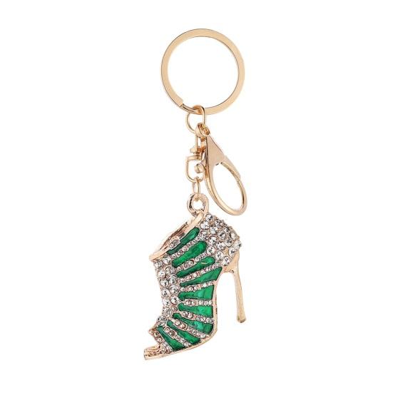 High Heels Keychain with Buckle Decorative Alloy Keyring Colorful Rhinestones Car Key Holder Backpack Accessories