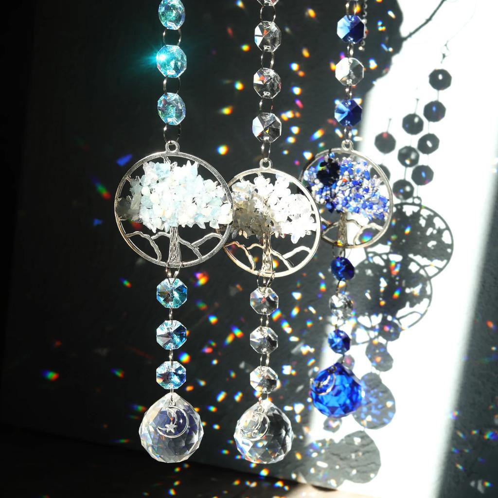 Кристальный ловец солнца Древо Жизни Подвесной ловец Подвески Колокольчики ветра Радужная призма Окно Капля Колокольчик Рождественская елка Домашний декор