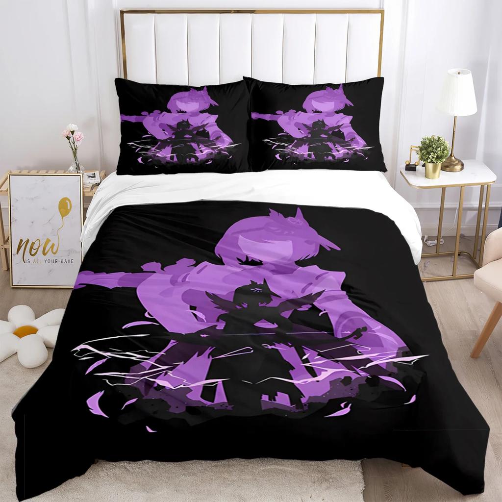 Genshin Impact Print Комплект постельного белья из трех предметов Модные изделия для детей и взрослых для кроватей Пододеяльники Наволочки Комплект постельного белья
