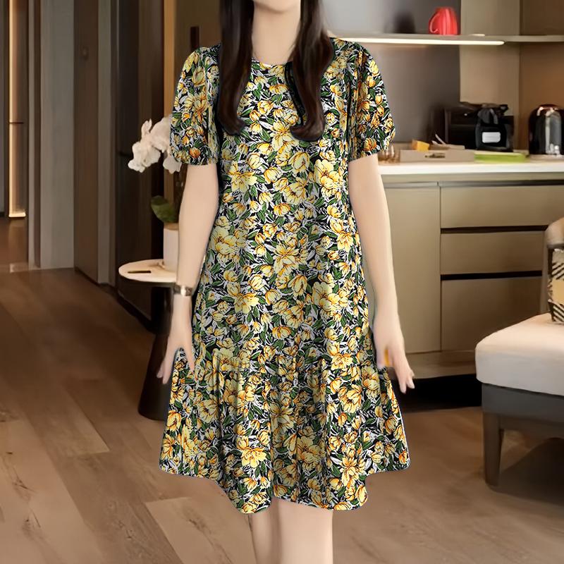 ZANZEA Women Casual Round Neck Short Sleeve Summer Floral Dress