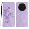 For Xiaomi Poco C75 4G/Redmi 14R 5G/14C 4G Case Leather Imprinted Flower Phone Cover Wallet with Wrist Strap