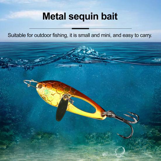 4CM/5G Spinner Blade Lure with Hook Double-sided Reflective Hard Metal Spoon Spinnerbait Rotating Sequin Lure Saltwater Freshwater Walleye Bass