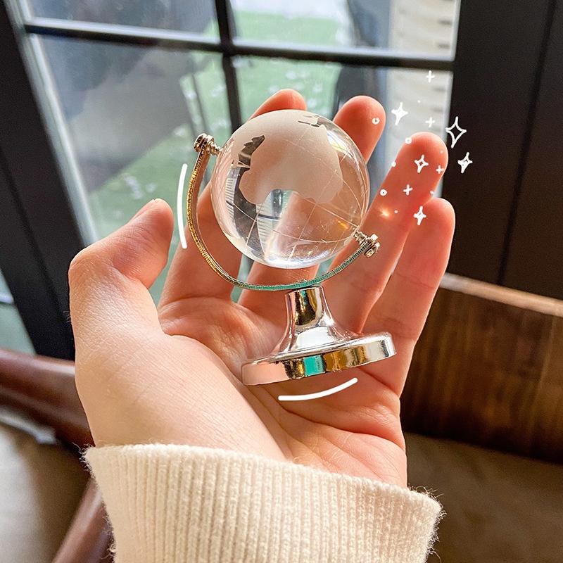 Ins Mini Globe Transparent Earth Globe Ball Miniature Ornament Educational Toys Home Decor Gift Office Decoration