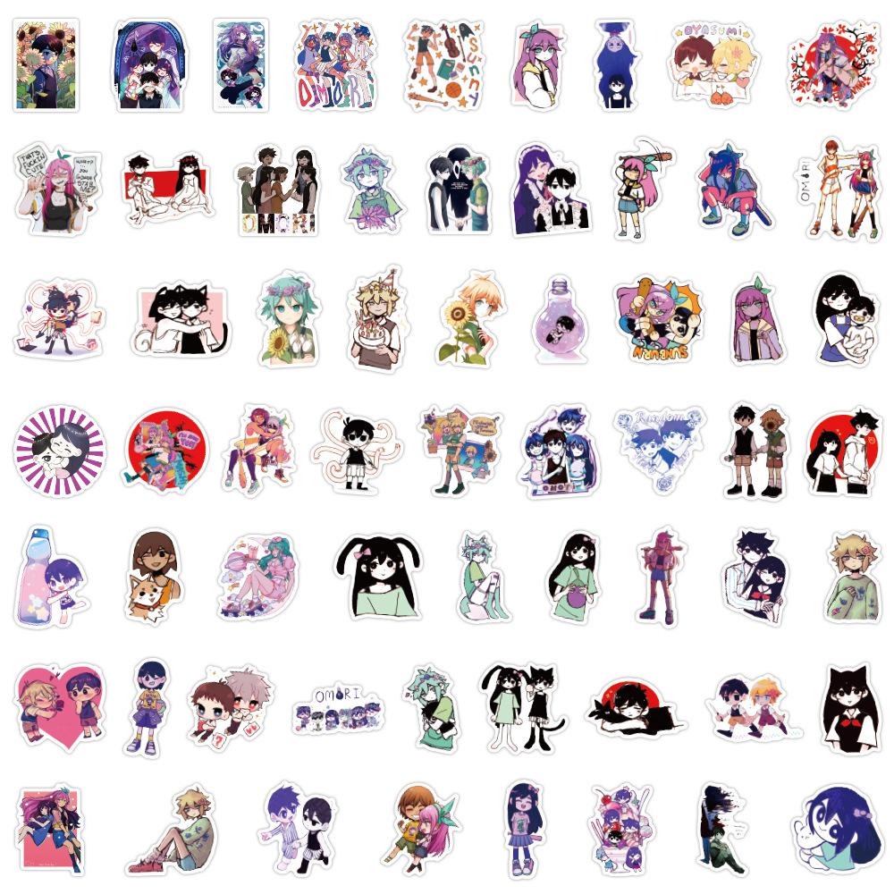 60 New Omori Cartoon Anime Graffiti Stickers Decorate Guitar Notebook Suitcase DIY Stickers