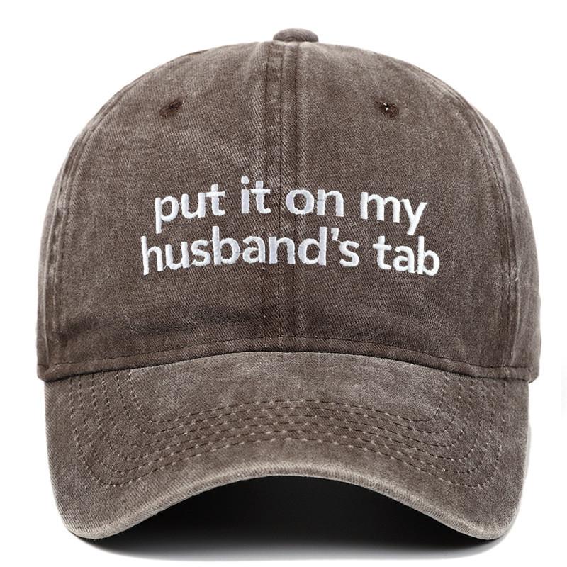 Put It On My Tab Embroidered Cotton Baseball Cap With Sunshade For Outdoor Casual Wear