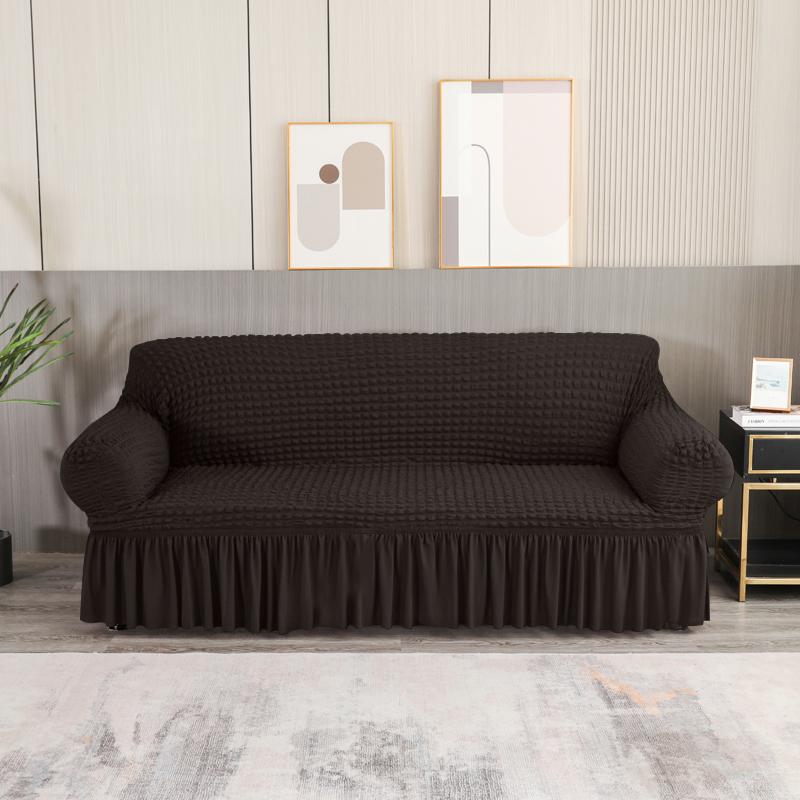 High Elastic Bubble Grid Sofa Cover 1/2/3/4 With Skirt Hem, All Season Universal Pet Anti Dirt Seersucker Sofa Cover