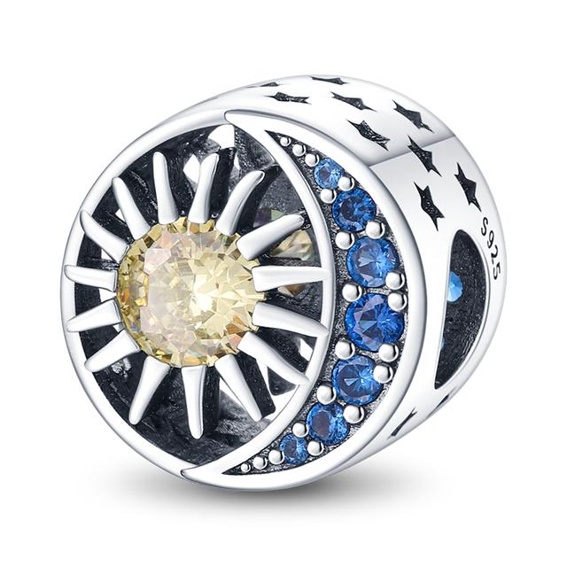 Звездная коллекция, подвески, бусины, серебро 925 пробы, солнце, звезды, луна, висячие подвески, подходят для оригинальных ювелирных изделий, браслета, ожерелья