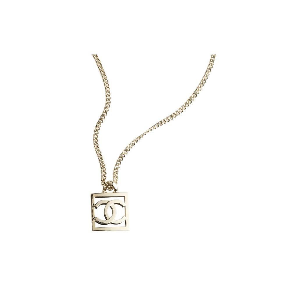 Chanel Double C Hollow Square Pendant Necklace Women necklace Gold ABB742-B13472-NP946