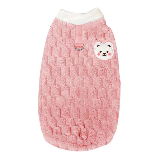 Fluffy Cat Shirt Cute Warm Pet Apparel with D-ring Kittens Cartoon Winter Coat for Small Dogs Puppies Daily Wear Costume Party