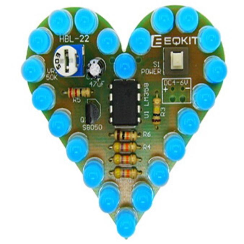 DIY Heart Shape Breathing Lamp Kit LED Circuit Board 4V 6V Electronic Solder Assembly for Electronics Student Project