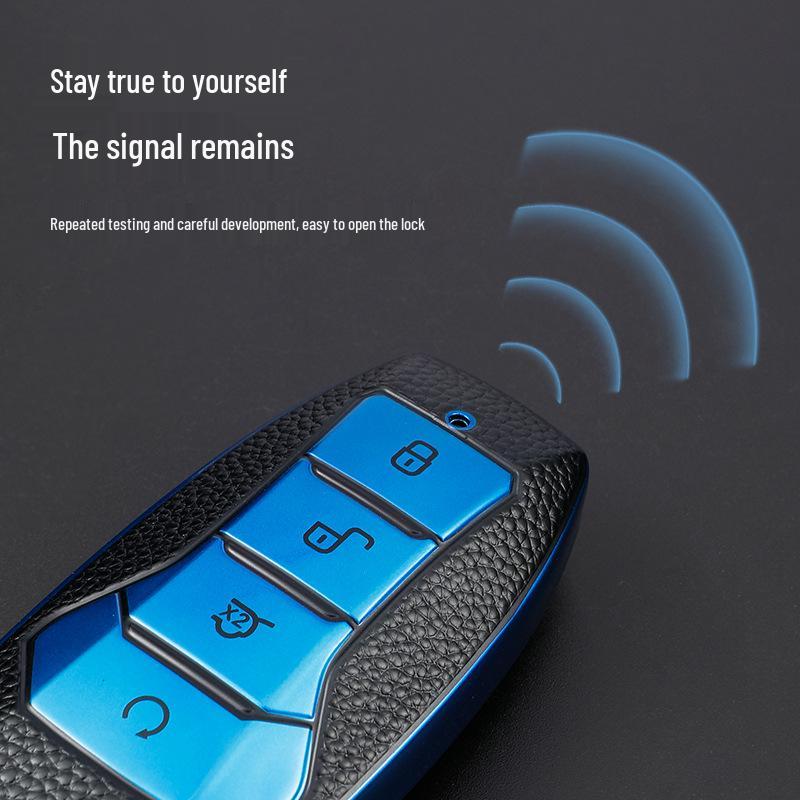 Чехол для ключей BYD: Текстура кожи премиум-класса, Полное покрытие, Противоударный чехол для Han, Max, Qin Pro, Song Plus/Key - Мужская версия