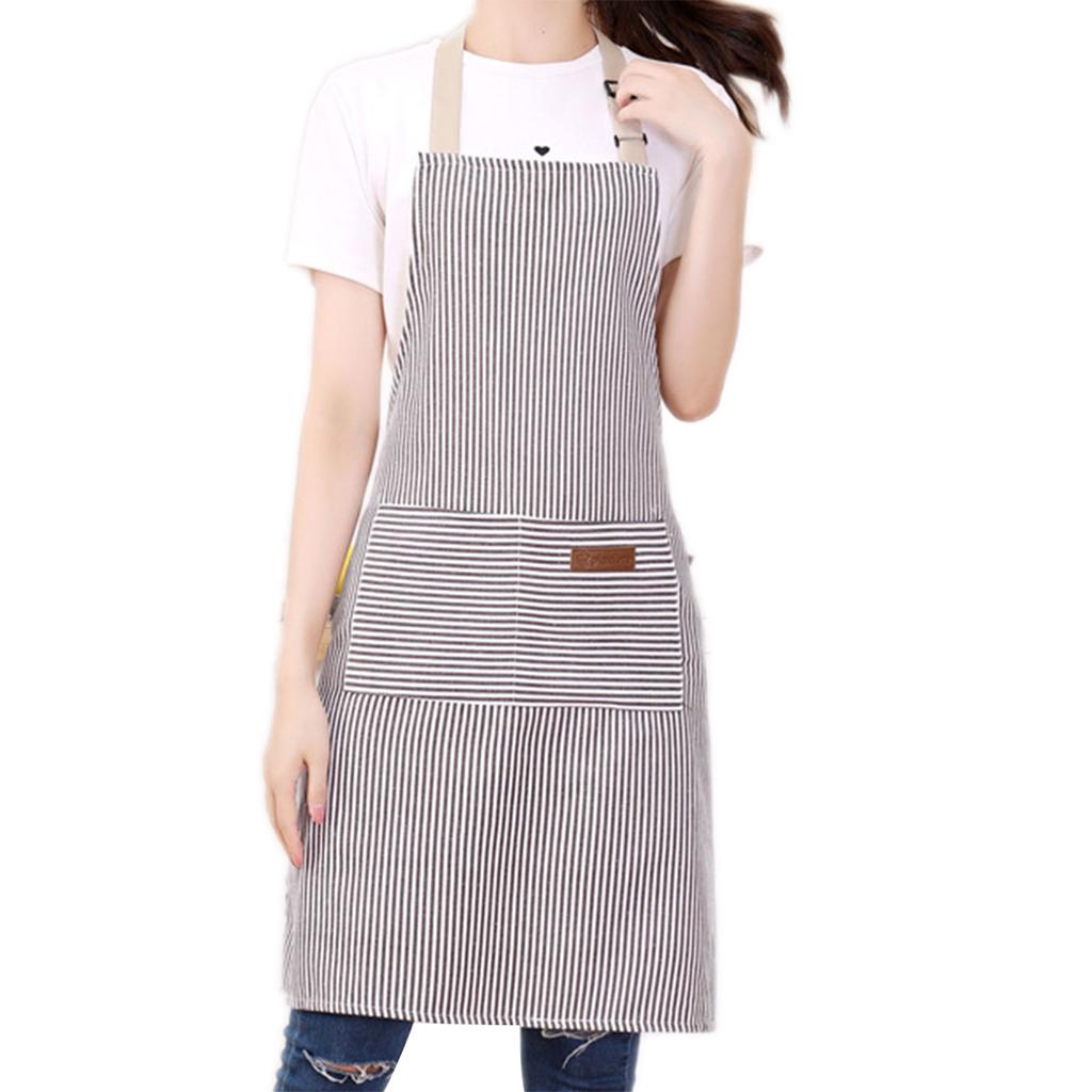 Stripe Bib Apron For Men Women Multifunctional Light Lace-up Apron For Home Kitchen