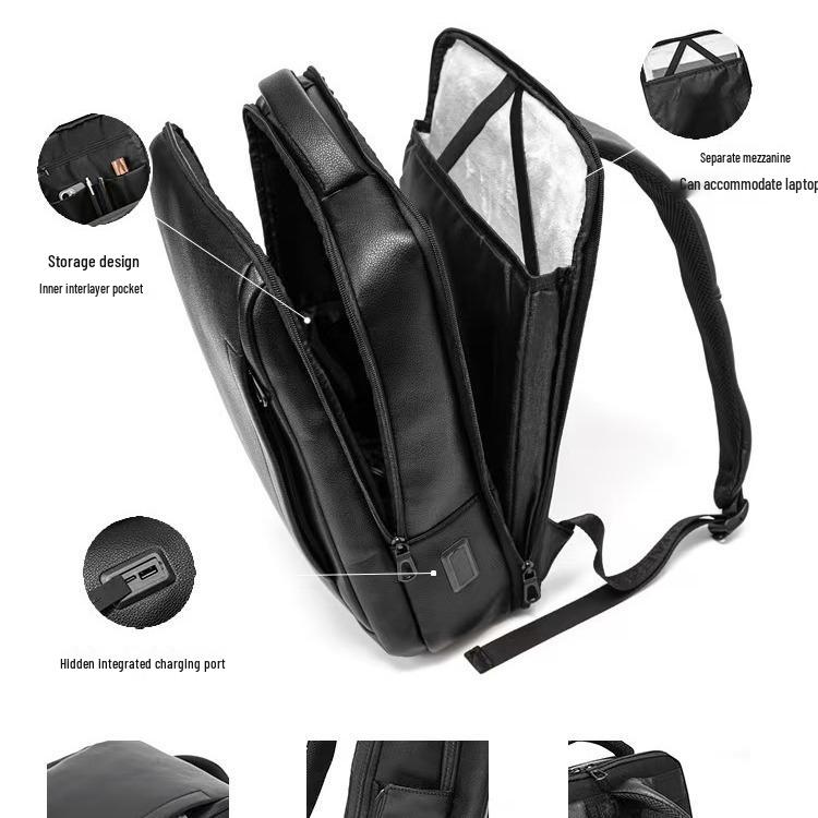 Мужской премиальный кожаный водонепроницаемый рюкзак для ноутбука - для бизнеса и путешествий