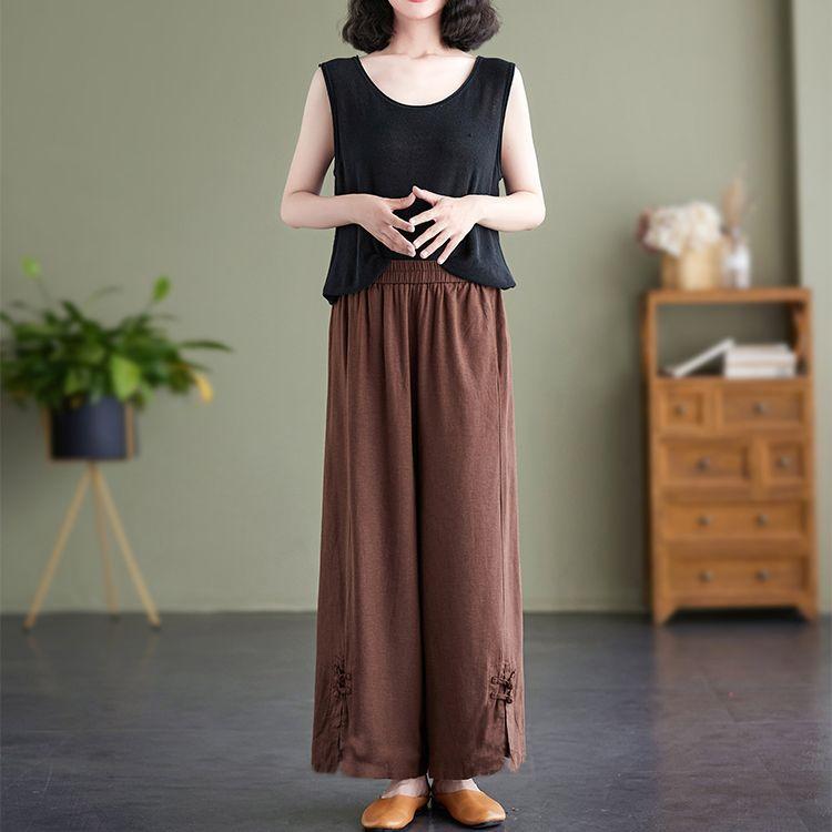 Женские весенне-осенние брюки-кюлоты с высокой талией и драпировкой, стильные, утягивающие, универсальные, повседневные, прямые, с завышенной талией