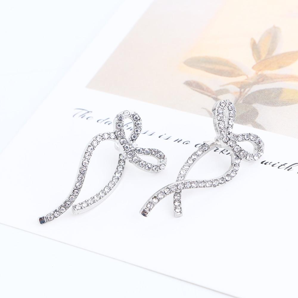 Rhinestone Ribbon Bow Zircon Bow Earrings Women Earrings Korean Style Rhinestone Bow Ear Studs