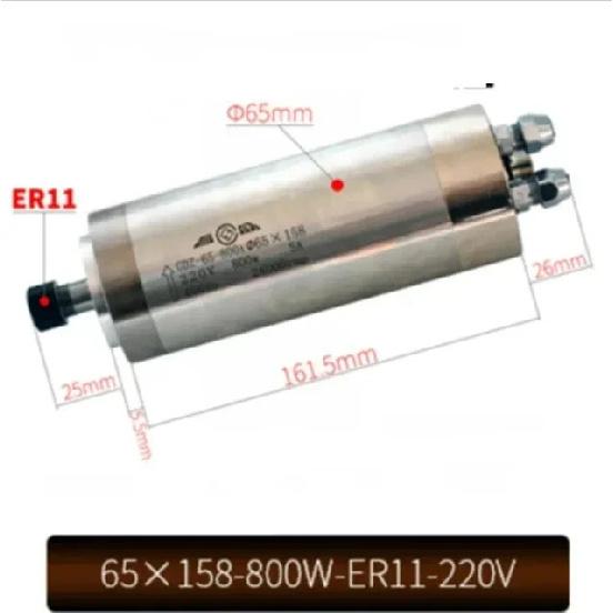 65X158-800W-ER11-220V Шпиндель с водяным охлаждением для ЧПУ, 2 подшипника, Шпиндель двигателя ЧПУ, Машина ЧПУ, 1 шт. Высокое качество