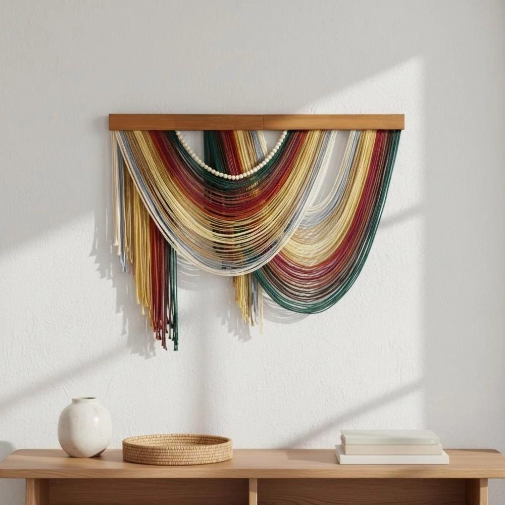 Hand-Woven Handmade Tassel Tapestry Wall Art Macrame Wall Hanging Background Wall