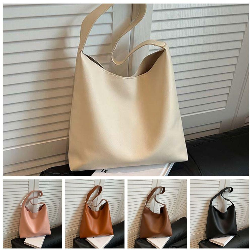 Anti-Splash Water Soft PU Tote Bag Elegant French Underarm Bag Solid Color Handbag  Work