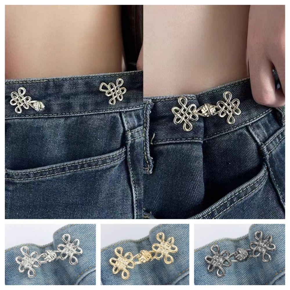 Waist Buckle Chinese Knot Button Tightener Chinese Knotting Jean Buttons for Loose Jeans Skirts