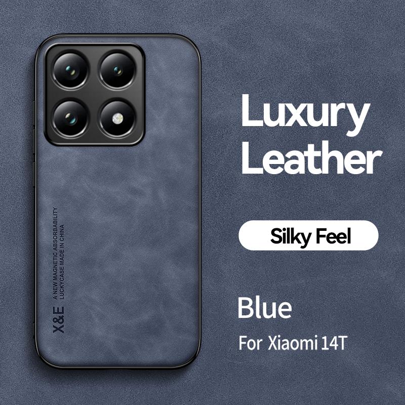 KEYSION Luxury Retro Leather Case for Xiaomi 14T Pro 5G 14T 5G Soft Silicone+PC Shockproof Phone Back Cover for Redmi K70 Ultra