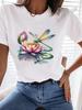 (Азиатский размер) Топ футболка тренд цветок тренд милый Женская одежда Футболка Женская принт Мода Женская с коротким рукавом Графические футболки