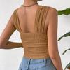 Летняя мода базовый безрукавный укороченный топ женский открытый пупок квадратный воротник однотонный сексуальный бретели рубашки женские элегантные облегающие повседневные женские блузки 26606