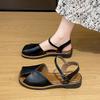 Fashion Women's Low Heel Sandals Open Toe Summer Fashion French Style with Buckle Design Rubber Outsole Breathable Summer Footwear