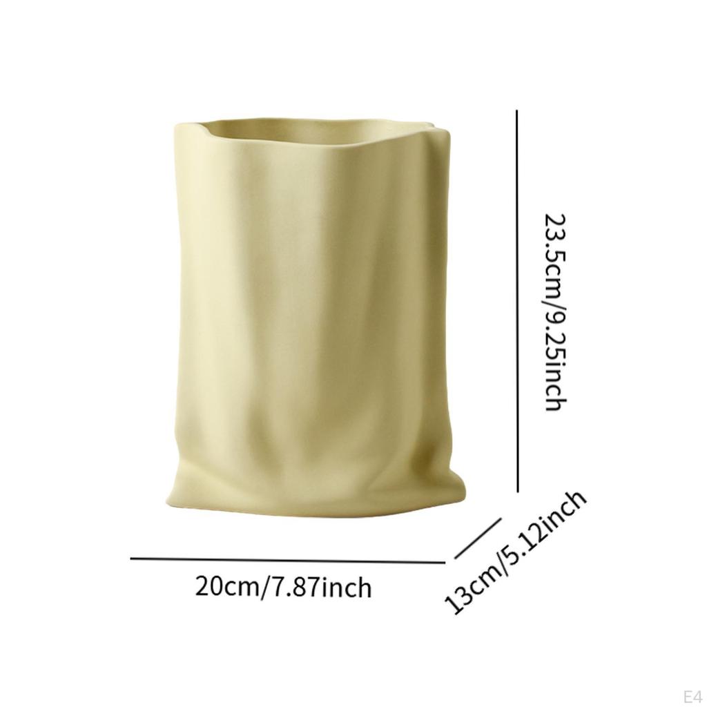 Pleated Paper Bag Vase Bud Decors Organizer Desk Boho Plant Pot Holder Flower for