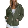 Women's Autumn Fashion Zipper Hoodie Long Sleeve Hooded Pullover Sweatshirt Casual Solid Color Tops With Pockets