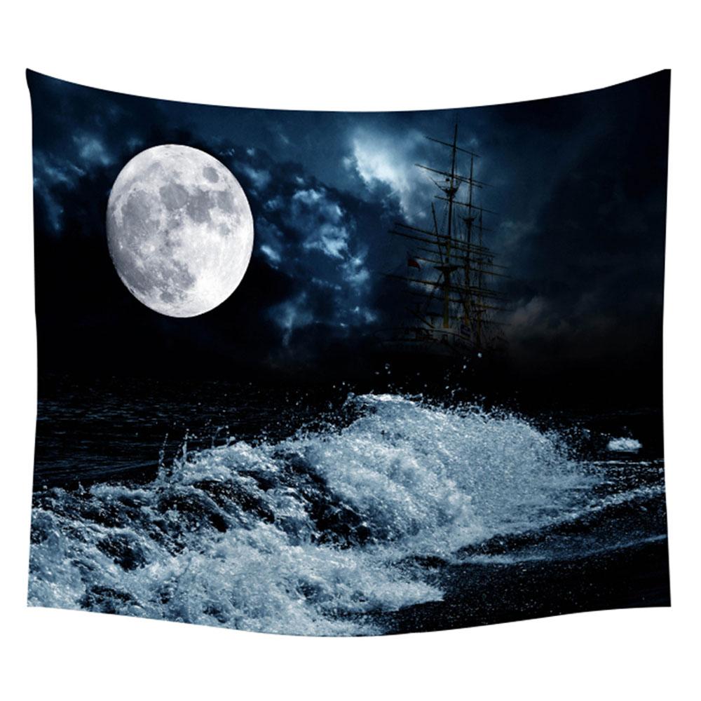 Солнце, море, гобелен, океан, пляж, стена, вода, пейзаж, украшение для пляжа, голубое облако, синее матовое одеяло, полиэфирный гобелен