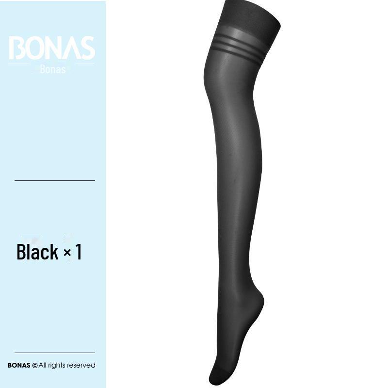 Женские черные летние ультратонкие чулки выше колена в японском стиле Bonas