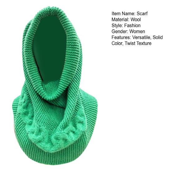 Yousheng Winter Wool Knitting Scarf Women Men Solid Color Dual Use Shawl Scarf Twist Texture Versatile Warm Hat Scarf