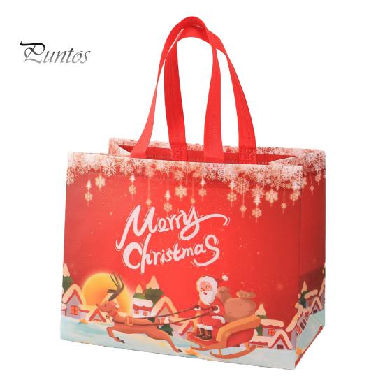 Рождественский подарочный пакет Санта-Клаус Снеговик Дизайн большой емкости с двойной ручкой из нетканого материала Подарочная упаковка для конфет