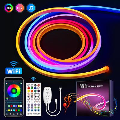 Tuya Smart LED Neon Light RGBIC Dreamcolor WS2812 Водонепроницаемая Гибкая Регулируемая Лента для Подсветки ТВ Игровая
